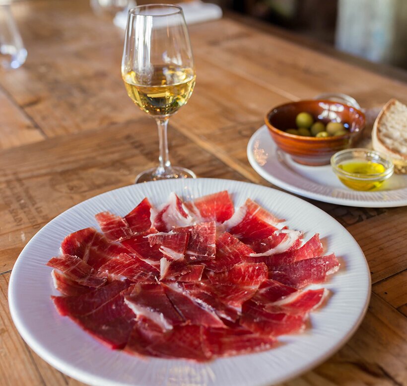 Jamon, Sherry wine and manzanilla olives