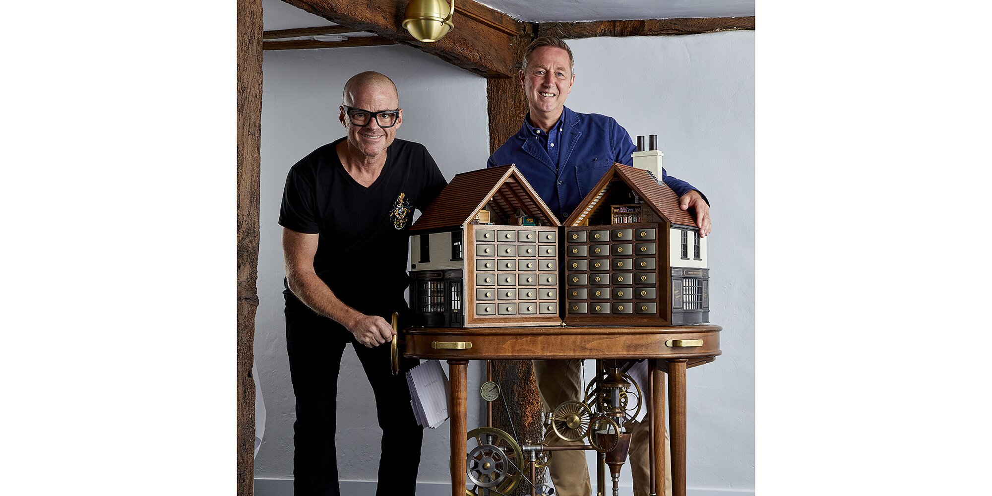 Blumenthal with Nigel Sutcliffe, the Fat Duck Group’s chief operating officer, and the Fat Duck’s mechanical sweet shop dessert trolley