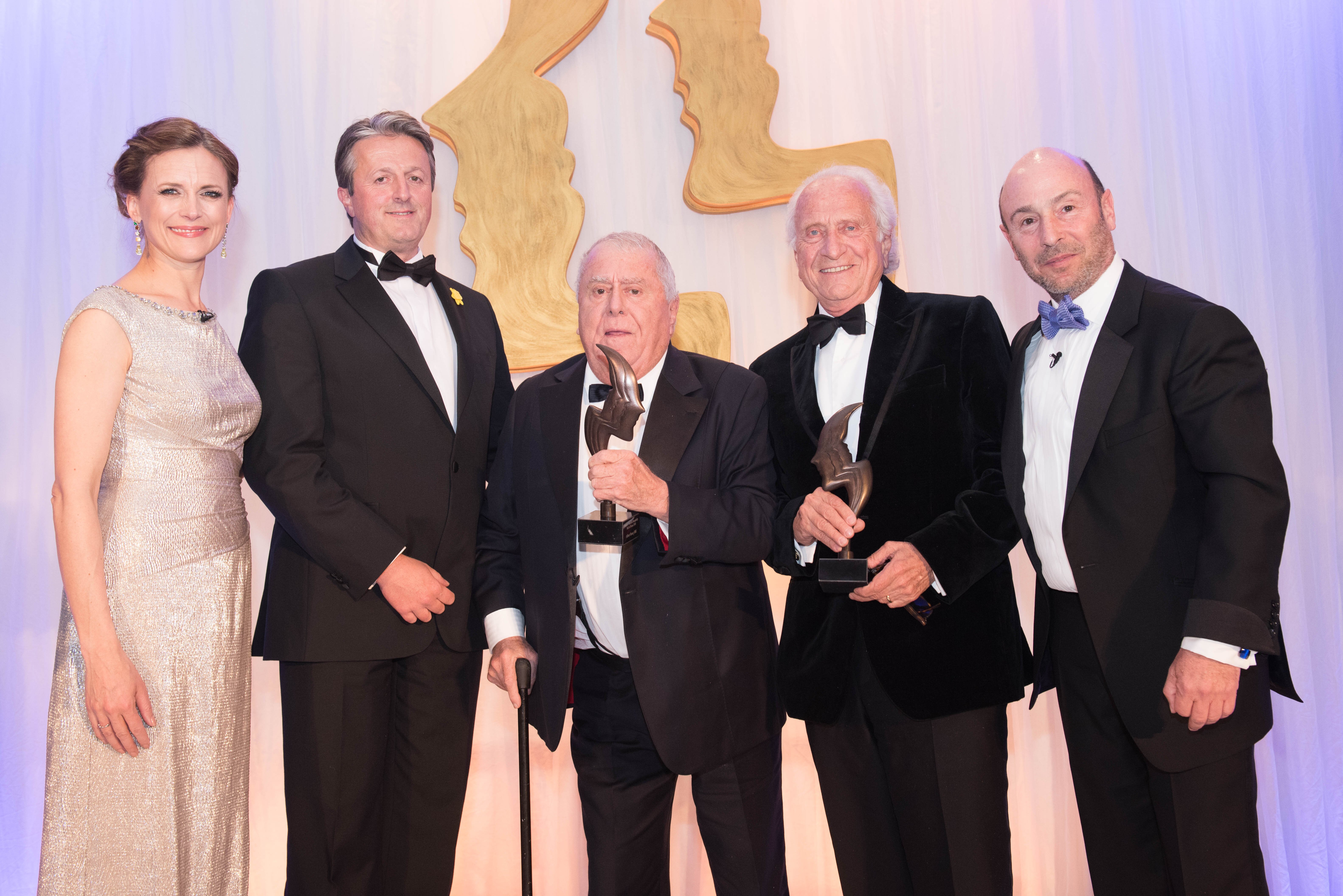 Albert and Michel Roux being inducted into the British Travel and Hospitality Hall of Fame in 2016