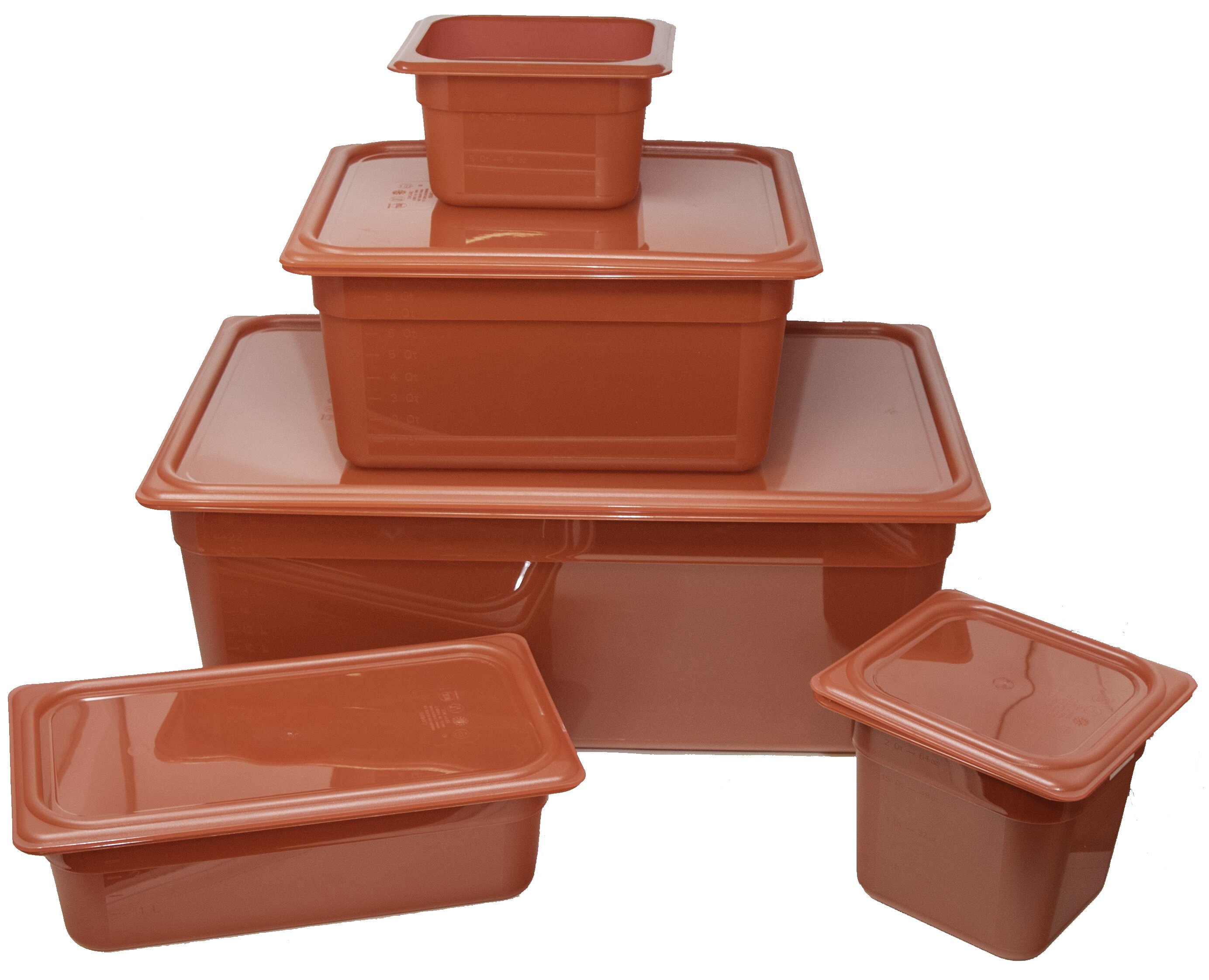 Cambro red polypropylene containers from FEM 