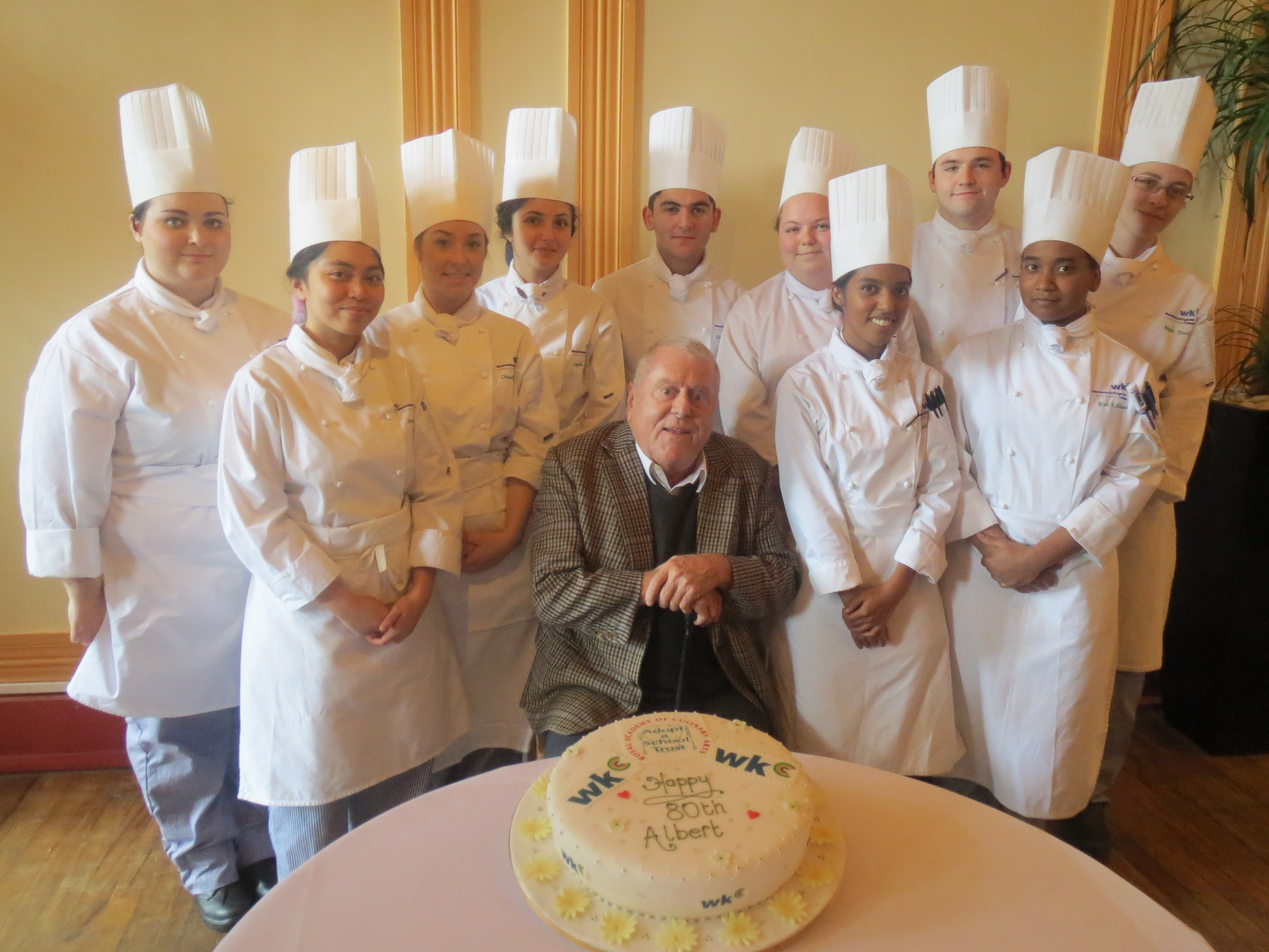 Albert Roux receives an 80th birthday surprise from Westminster Kingsway College, London