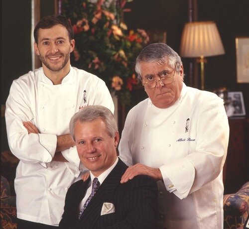 Michel Jr and Albert Roux at Le Gavroche with Silvano Giraldin, seated