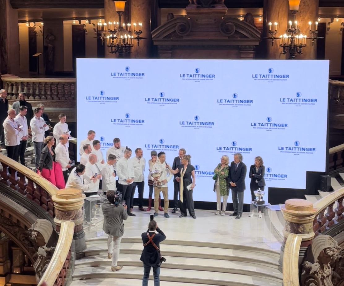 Horiushi accepting the 54th Le Taittinger Prix Culinaire