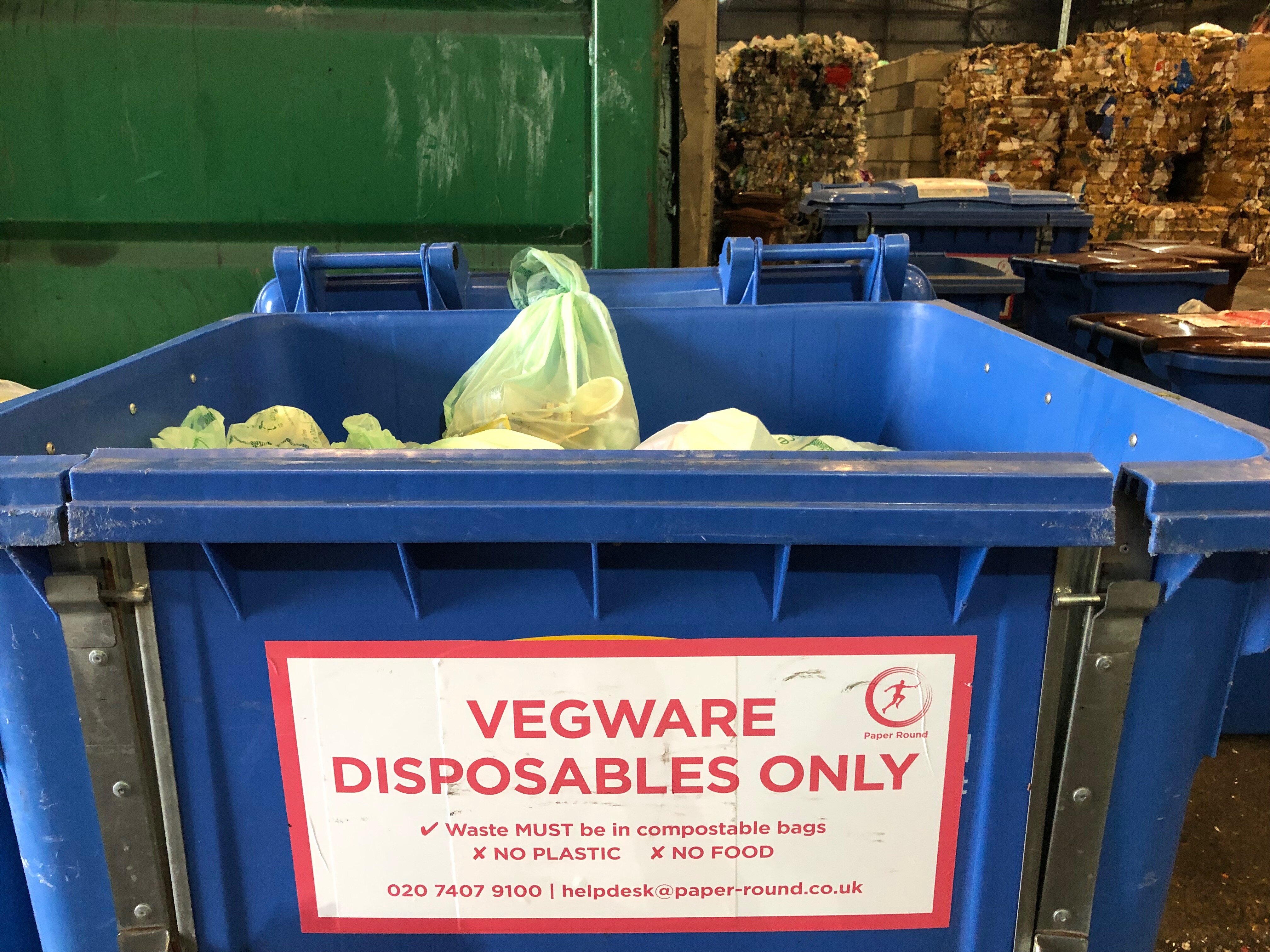 BPR 1100 bin with Vegware sticker