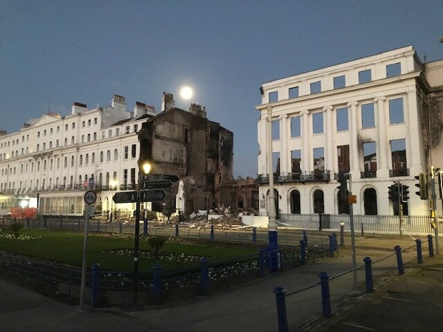 The hotel following the collapse on Monday