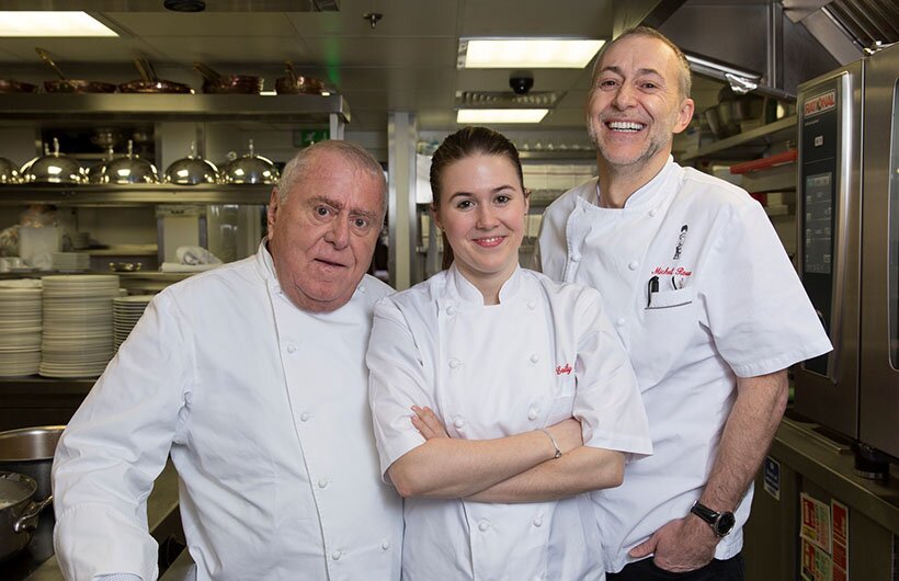 Albert, Emily and Michel Roux Jr at Crossbasket Castle, Glasgow