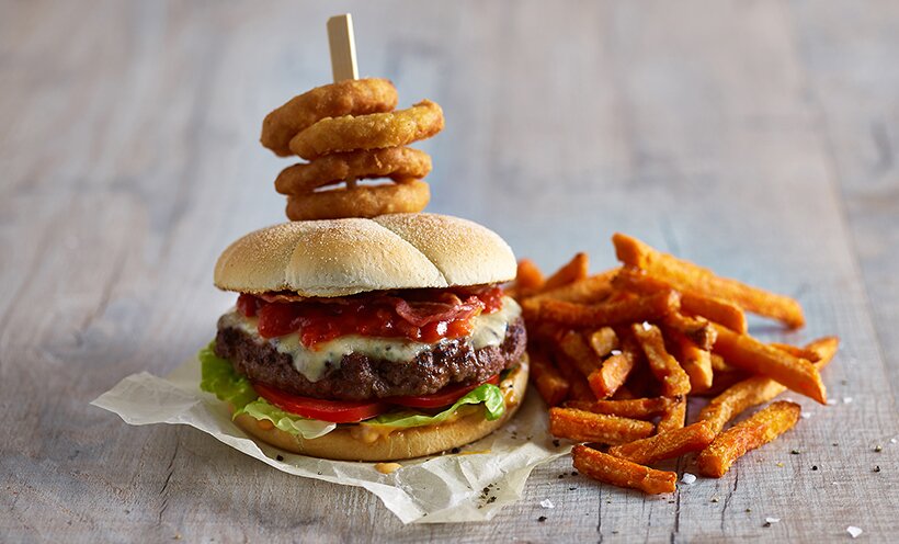 Aviko sweet potato fries and battered onion rings