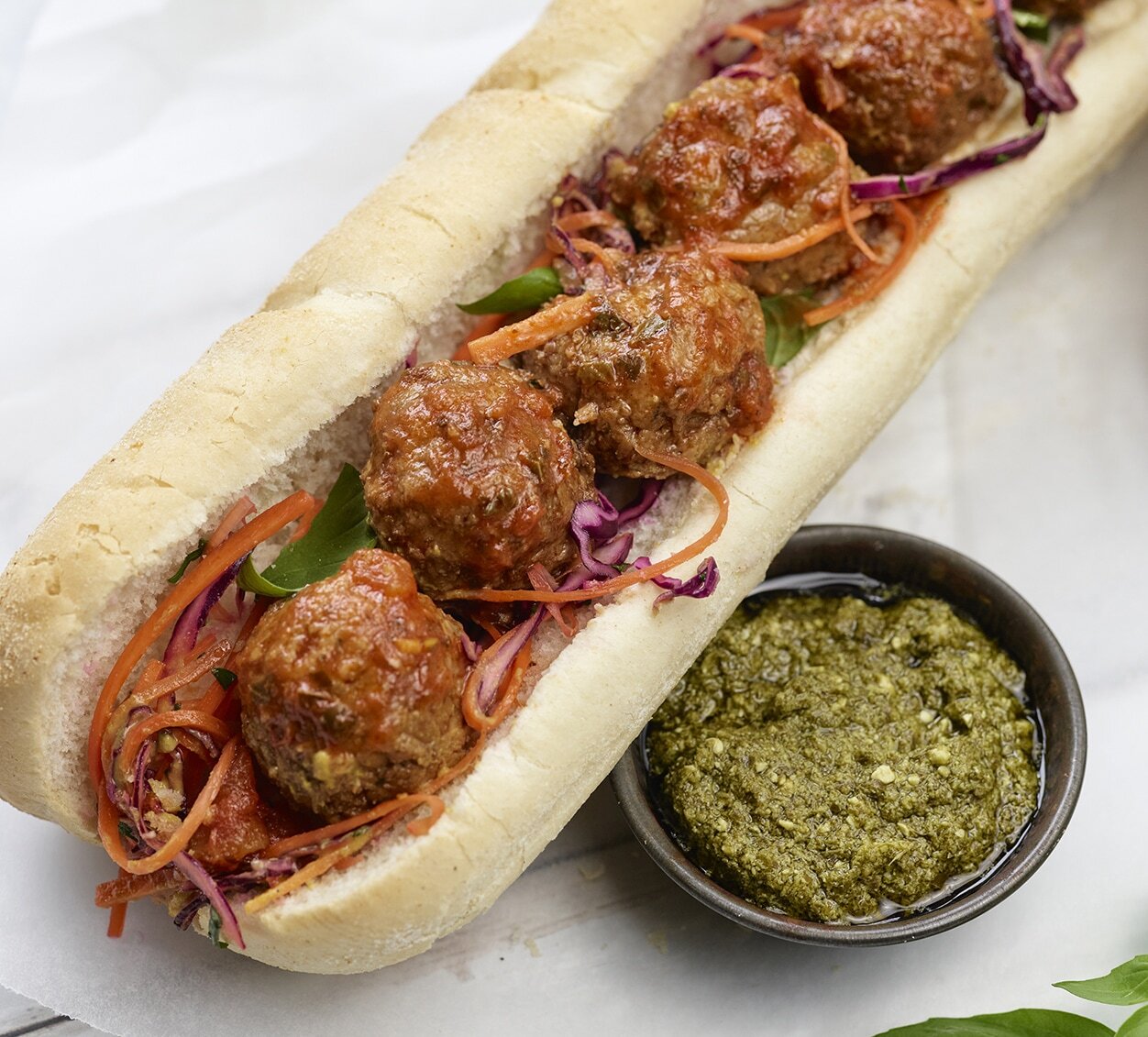 Central Foods’ KaterVeg vegan meatball sub roll